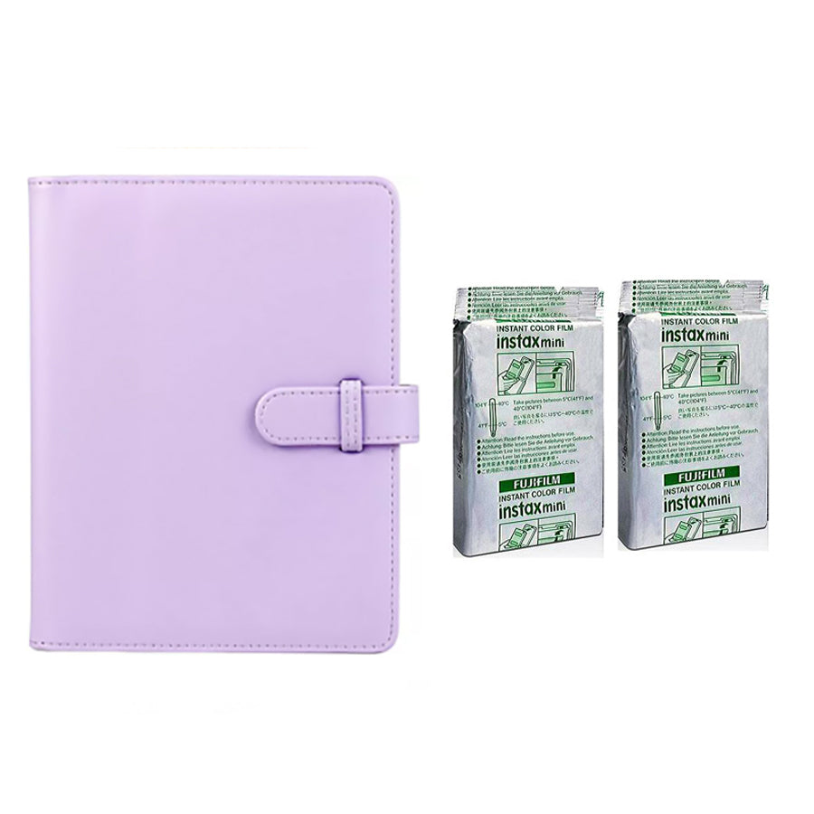 Fujifilm Instax Mini 10X2 Instant Film With Compatible 128 Pockets Mini Photo Album Lilac purple
