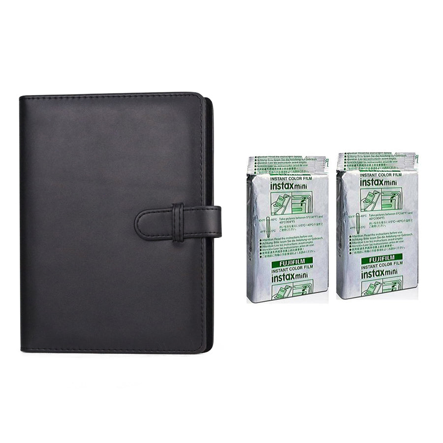Fujifilm Instax Mini 10X2 Instant Film With Compatible 128 Pockets Mini Photo Album charcoal gray