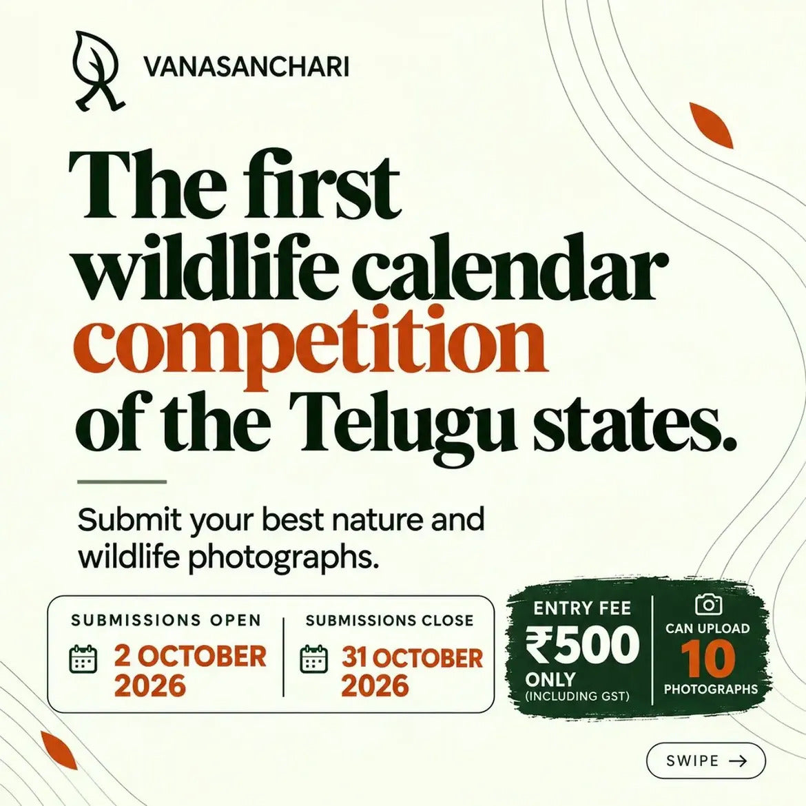 Vanasanchari presents the Nature Photography Calendar Competition 2027