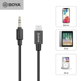 BOYA BY-K1 20cm 3.5mm Male TRRS to Male Lightning Adapter Cable