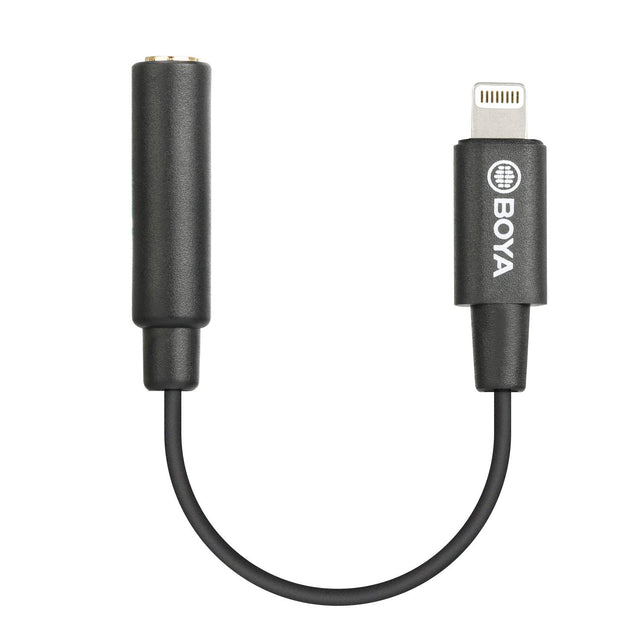 Boya BY-m1 Pro with BY-K3 3.5mm Female TRRS to Male Lightning Adapter Cable compatible with iphone 13, 12, 11 and 10