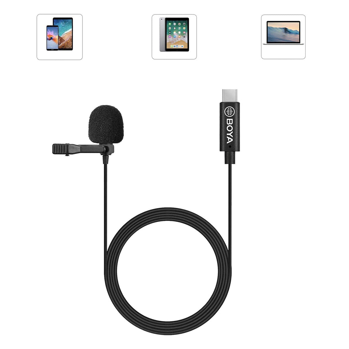 BOYA BY-M3 Digital Omnidirectional Lavalier Microphone with USB-C Cable (Android)