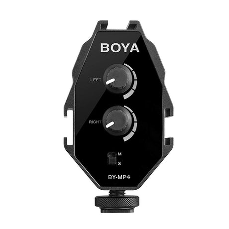 BOYA BY-MP4 Microphone Audio Mixer & Compact Dual-Mic Mounting Hub for Smartphones & DSLR Cameras & Camcorders (MP4)