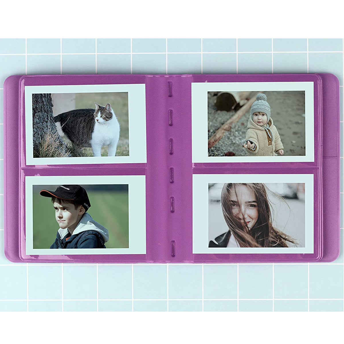 CAIUL 64 Pockets Mini Photo Album Violet Purple