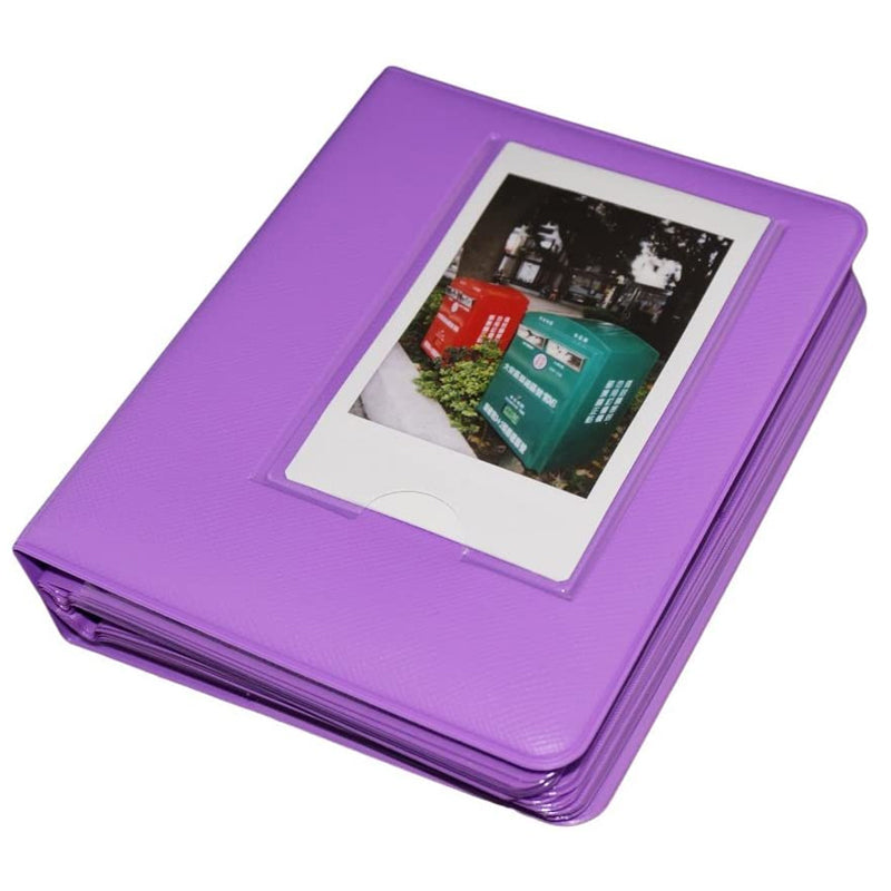 CAIUL 64 Pockets Mini Photo Album Violet Purple