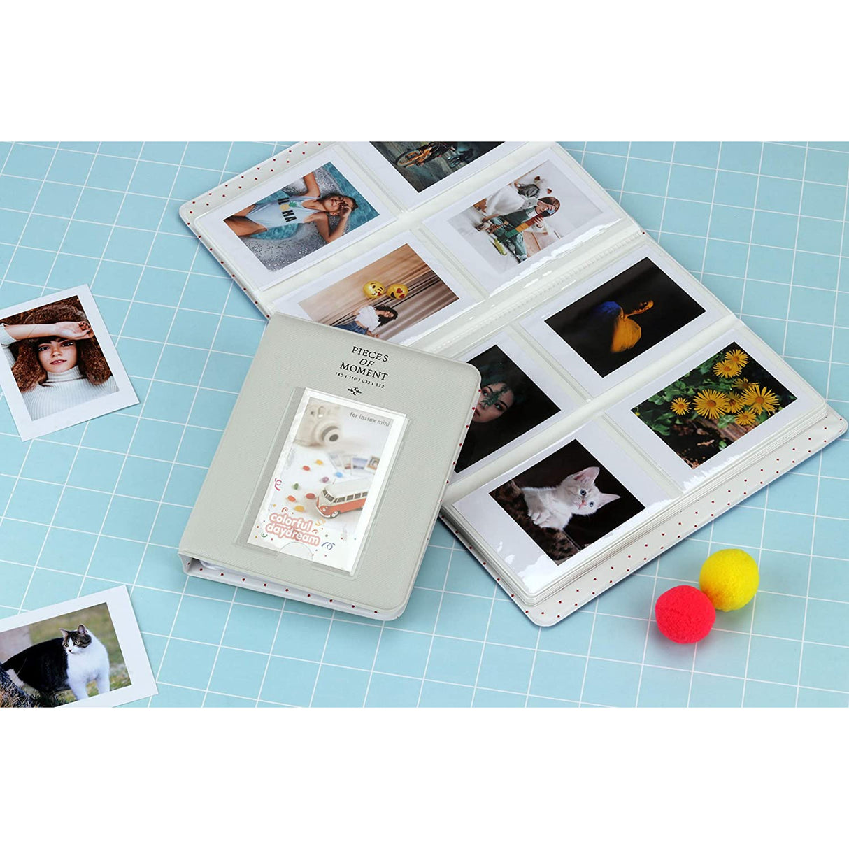 CAIUL 64 Pockets Mini Photo Album Ice white