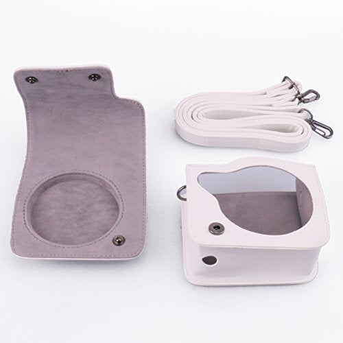 [Fujifilm Instax Mini 70 Case] CAIUL Comprehensive Protection Instax Mini 70 Camera Case Bag With Soft PU Leather Material White