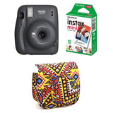 FUJIFILM INSTAX Mini 11 Instant Film Camera with 10X1 Pack of Instant Film With Bohemia Pouch Charcoal Gray