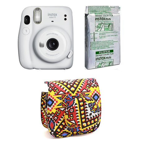 FUJIFILM INSTAX Mini 11 Instant Film Camera with 10X1 Pack of Instant Film With Bohemia Pouch