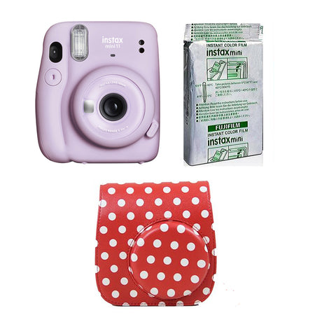 FUJIFILM INSTAX Mini 11 Instant Film Camera with 10X1 Pack of Instant Film With Dot Red Pouch