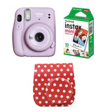 FUJIFILM INSTAX Mini 11 Instant Film Camera with 10X1 Pack of Instant Film With Dot Red Pouch Lilac Purple