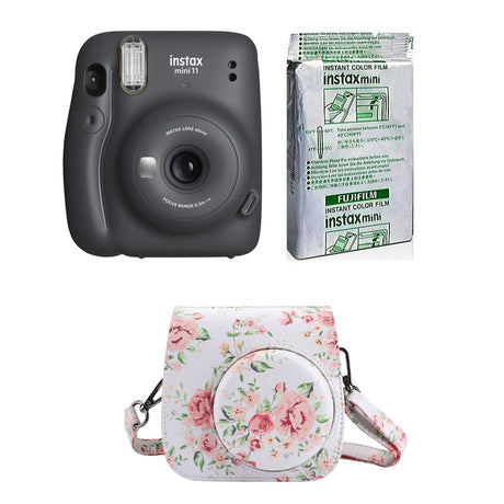 FUJIFILM INSTAX Mini 11 Instant Film Camera with 10X1 Pack of Instant Film With Floral Pouch