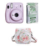 FUJIFILM INSTAX Mini 11 Instant Film Camera with 10X1 Pack of Instant Film With Floral Pouch Lilac Purple