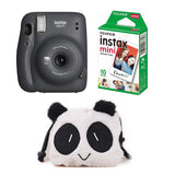 FUJIFILM INSTAX Mini 11 Instant Film Camera with 10X1 Pack of Instant Film With Panda Pouch Charcoal Gray