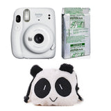 FUJIFILM INSTAX Mini 11 Instant Film Camera with 10X1 Pack of Instant Film With Panda Pouch Ice White