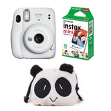 FUJIFILM INSTAX Mini 11 Instant Film Camera with 10X1 Pack of Instant Film With Panda Pouch Ice White