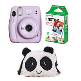 FUJIFILM INSTAX Mini 11 Instant Film Camera with 10X1 Pack of Instant Film With Panda Pouch Lilac Purple