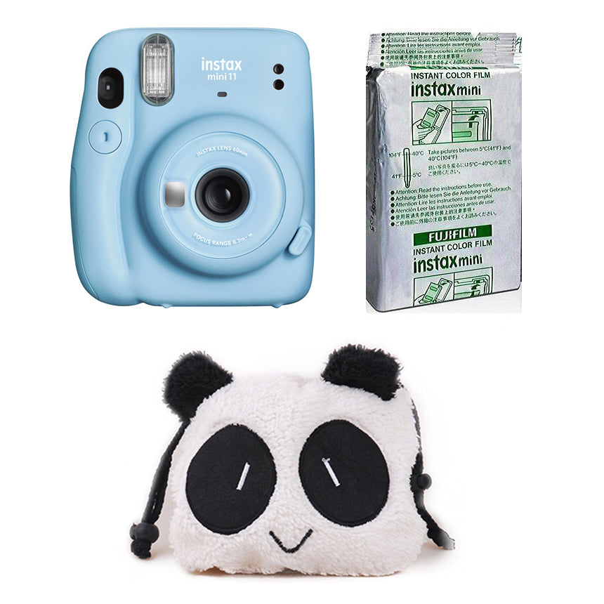 FUJIFILM INSTAX Mini 11 Instant Film Camera with 10X1 Pack of Instant Film With Panda Pouch