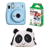 FUJIFILM INSTAX Mini 11 Instant Film Camera with 10X1 Pack of Instant Film With Panda Pouch Sky Blue