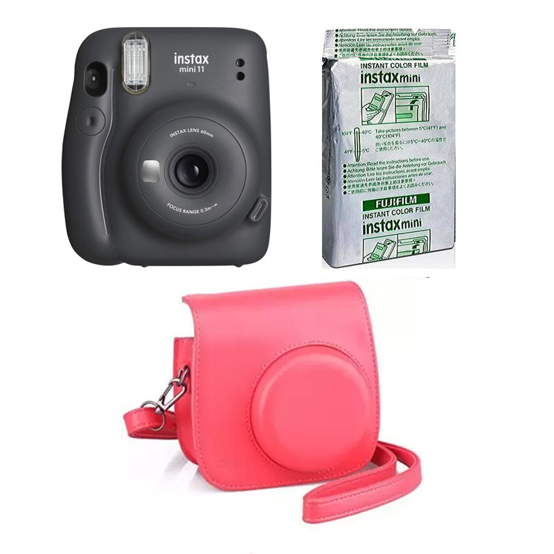 FUJIFILM INSTAX Mini 11 Instant Film Camera with 10X1 Pack of Instant Film With Red Pouch