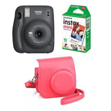 FUJIFILM INSTAX Mini 11 Instant Film Camera with 10X1 Pack of Instant Film With Red Pouch Charcoal Gray