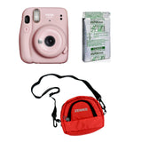 FUJIFILM INSTAX Mini 11 Instant Film Camera with 10X1 Pack of Instant Film With Red Pouch Kit (10 Exposures) Blush Pink