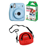 FUJIFILM INSTAX Mini 11 Instant Film Camera with 10X1 Pack of Instant Film With Red Pouch Kit (10 Exposures) Sky Blue