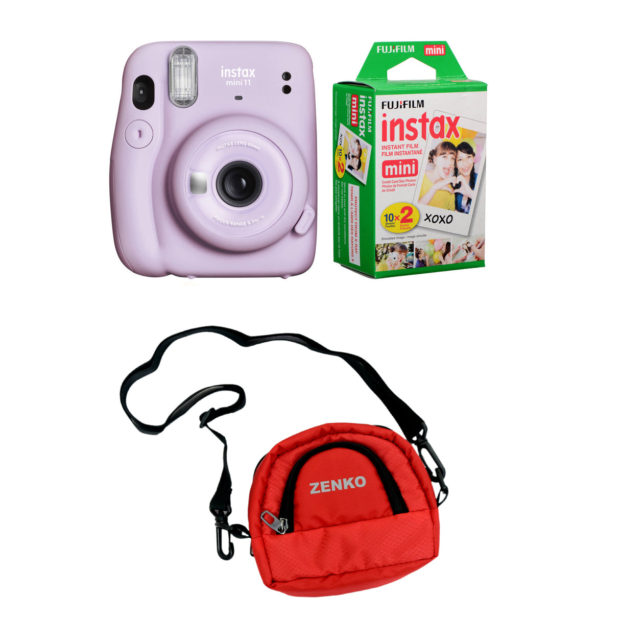 FUJIFILM INSTAX Mini 11 Instant Film Camera with Twin Pack of Instant Film With Red Pouch Kit (20 Exposures)