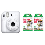 FUJIFILM INSTAX Mini 12 Instant Film Camera with 10X2 Pack of Instant Film Clay White