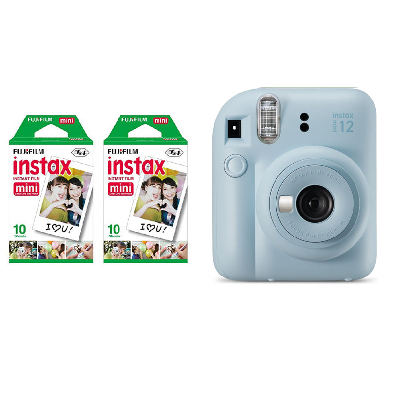 FUJIFILM INSTAX Mini 12 Instant Film Camera with 10X2 Pack of Instant Film Pastel Blue
