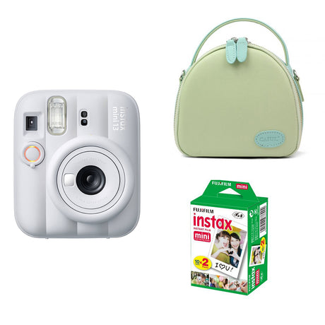 FUJIFILM-INSTAX-Mini-13-Instant-Film-Camera-with-Green-shell-bag-and-20-Shots-Instant-film-Clay-White-1