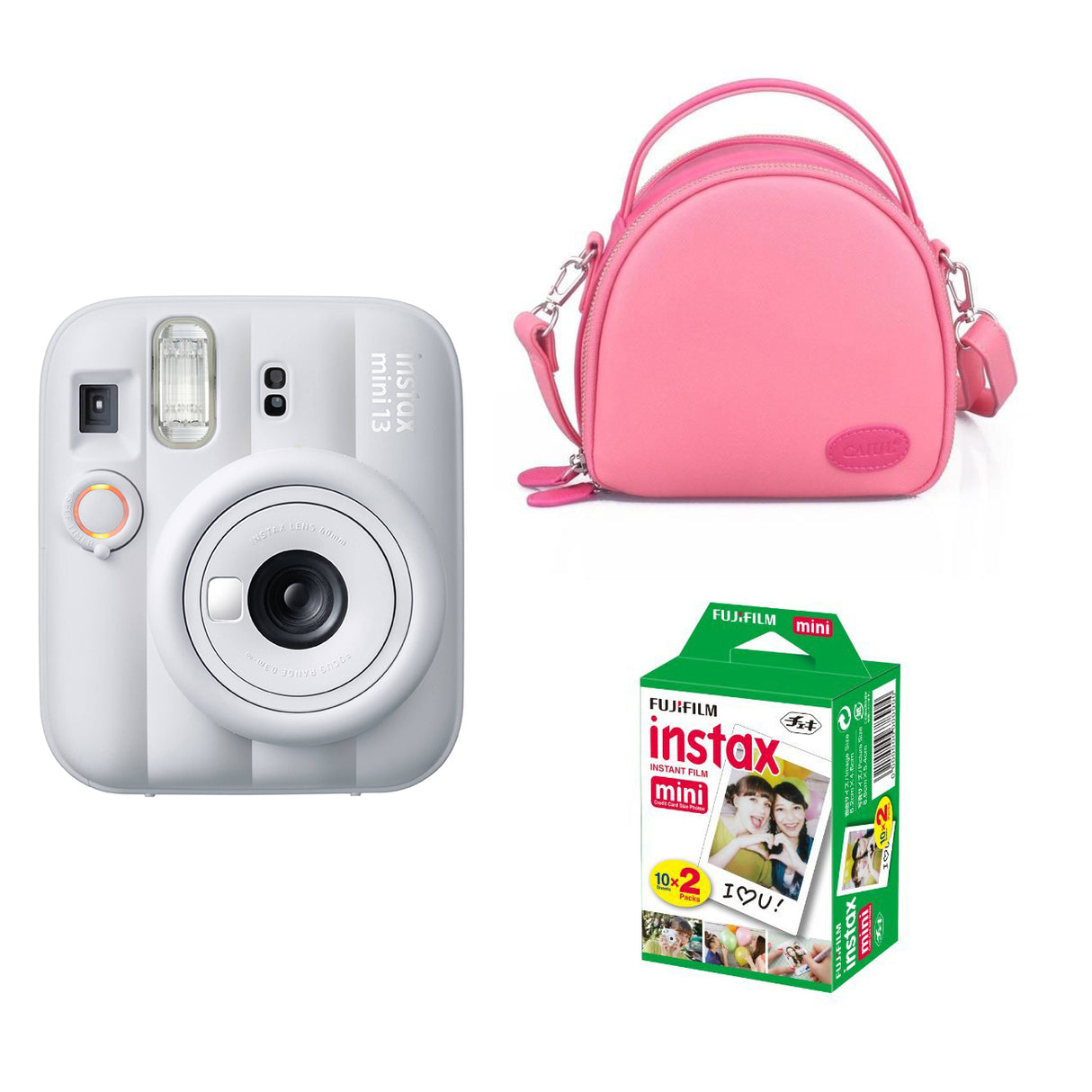 FUJIFILM-INSTAX-Mini-13-Instant-Film-Camera-with-Pink-shell-bag-and-20-Shots-Instant-film-_Clay-White-1