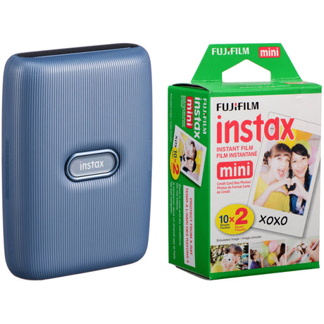 FUJIFILM INSTAX Mini Link Smartphone Printer with Instant Film (20 Color Exposures) Dark Denim