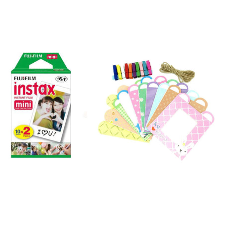 FUJIFILM Instax Mini 20 Shots Instant Film Roll With Rabbit Design Hanging Paper Photo Frame - 20 Exposures