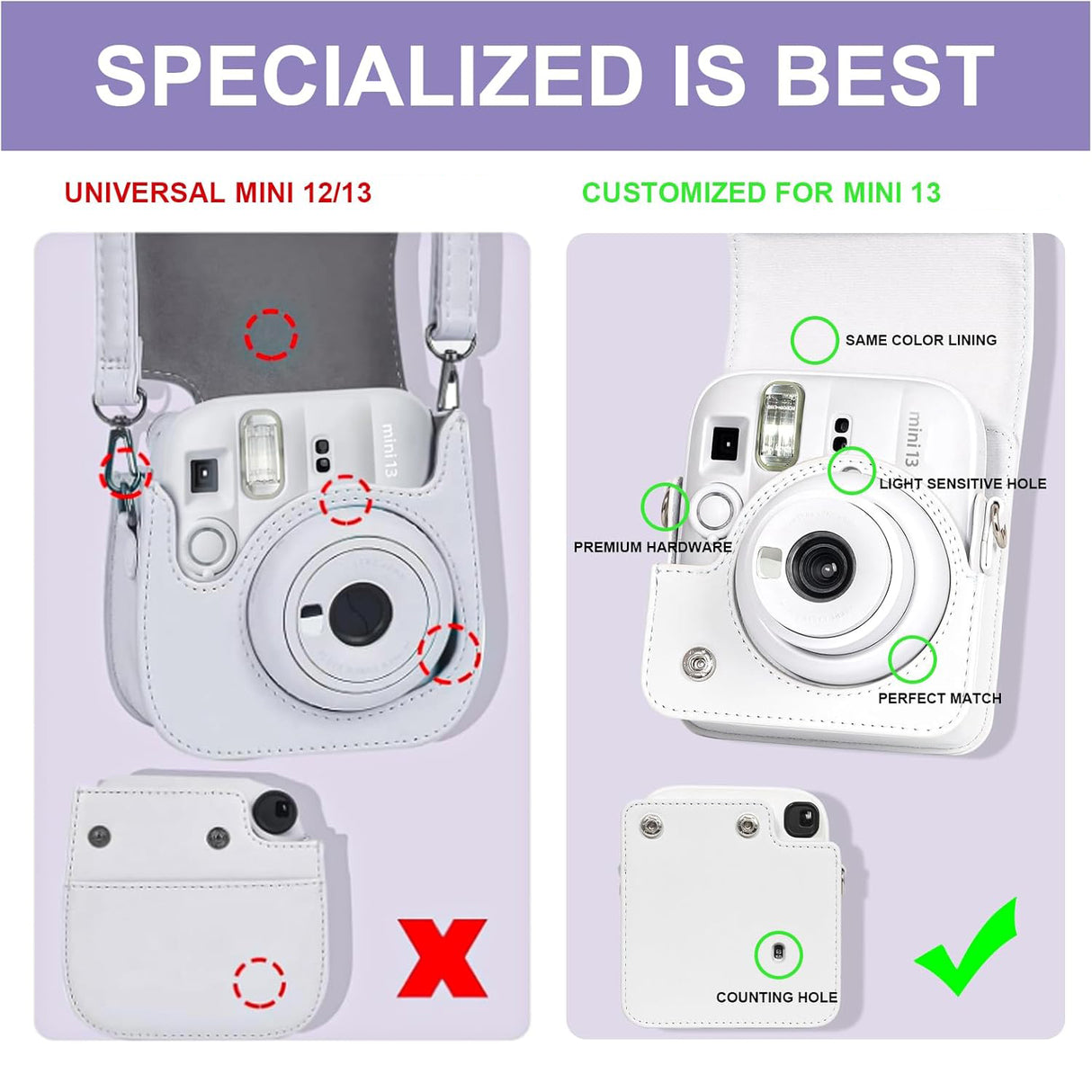 Zikkon Carrying Bag with Adjustable Shoulder Strap for FujiFilm Instax Mini 13 Camera