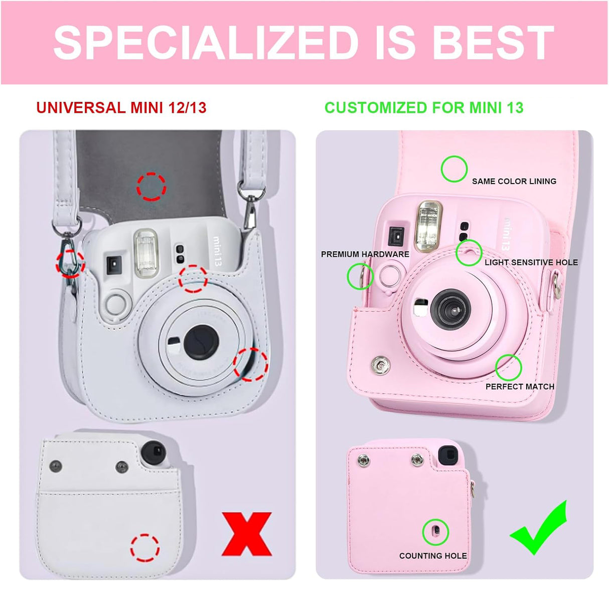Zikkon Carrying Bag with Adjustable Shoulder Strap for FujiFilm Instax Mini 13 Camera