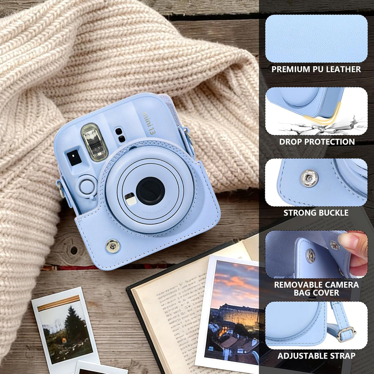 Zikkon Carrying Bag with Adjustable Shoulder Strap for FujiFilm Instax Mini 13 Camera