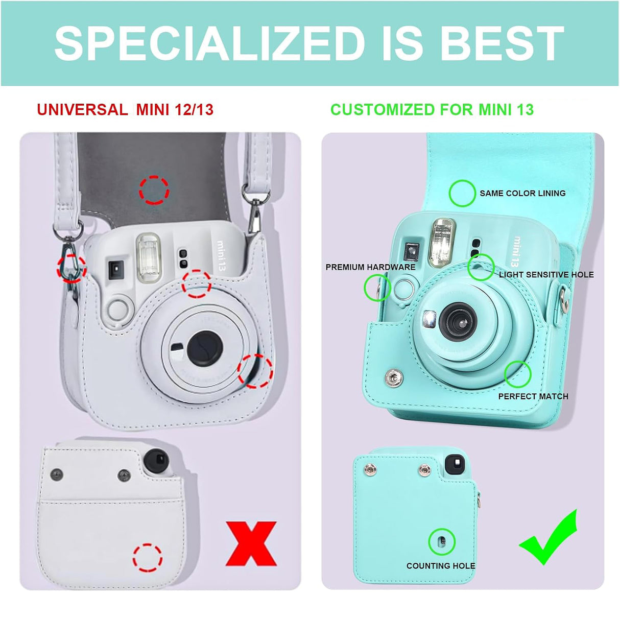 Zikkon Carrying Bag with Adjustable Shoulder Strap for FujiFilm Instax Mini 13 Camera