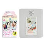 Fujifilm Instax Mini 10X1 shiny star Instant Film with Instax Time Photo Album 64 Sheets Smokey white