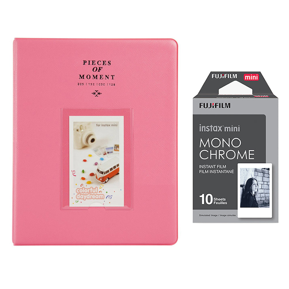 Fujifilm Instax Mini 10X1 Monochrome Instant Film With 128-sheet Album for mini film FLAMINGO PINK