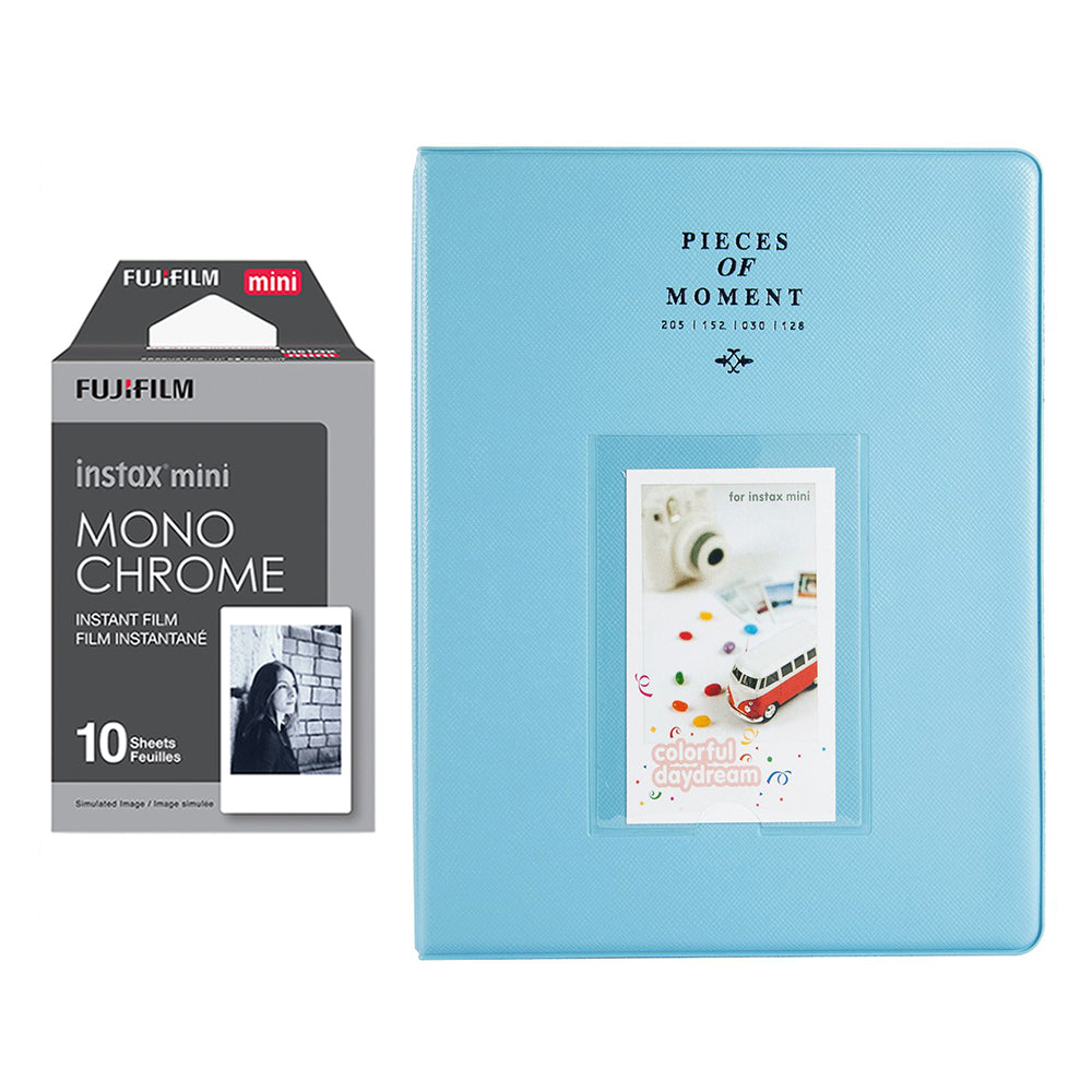 Fujifilm Instax Mini 10X1 Monochrome Instant Film With 128-sheet Album for mini film Blue