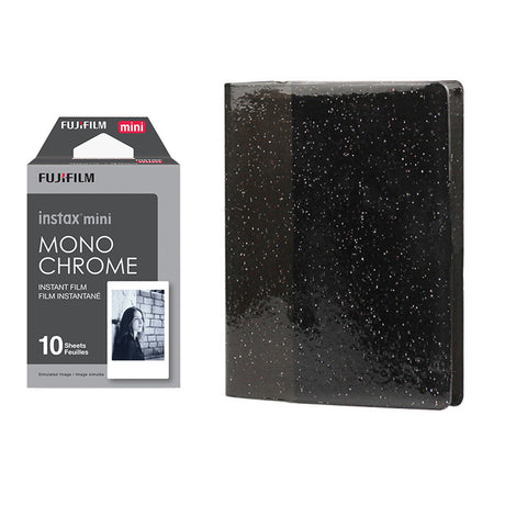 Fujifilm Instax Mini 10X1 Monochrome Instant Film with 64-Sheets Album For Mini Film 3 inch Charcoal gray