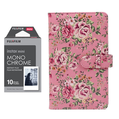 Fujifilm Instax Mini 10X1 Monochrome Instant Film with 96-sheet Album for mini film Pink rose