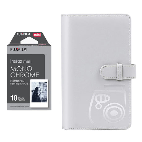 Fujifilm Instax Mini 10X1 Monochrome Instant Film with 96-sheet Album for mini film Smoky white