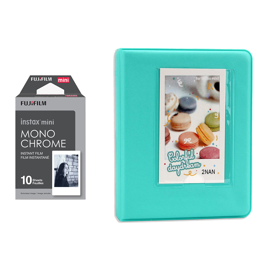 Fujifilm Instax Mini 10X1 Monochrome Instant Film with Instax Time Photo Album 64 Sheets Mint Green