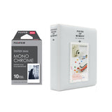 Fujifilm Instax Mini 10X1 Monochrome Instant Film with Instax Time Photo Album 64 Sheets Pearly white