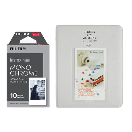 Fujifilm Instax Mini 10X1 Monochrome Instant Film with Instax Time Photo Album 64 Sheets Smokey White