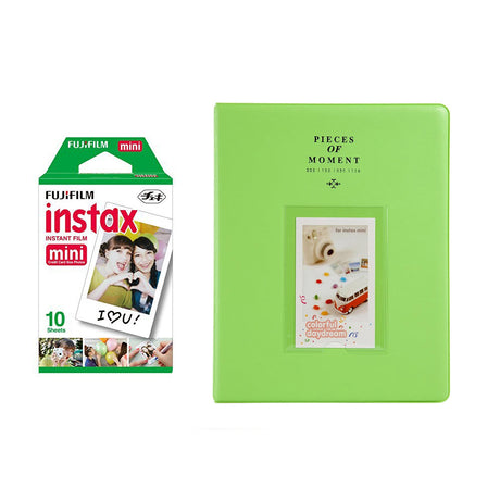 Fujifilm Instax Mini 10X1 Sheets Instant Film with 128-sheet Album for mini film ( Lime Green)