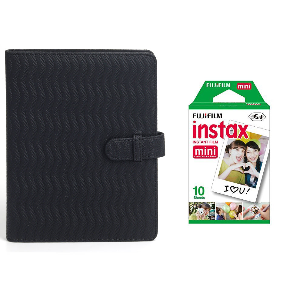 Fujifilm Instax Mini 10X1 Sheets Instant Film with 128-sheet Album for mini film (Black Wave)
