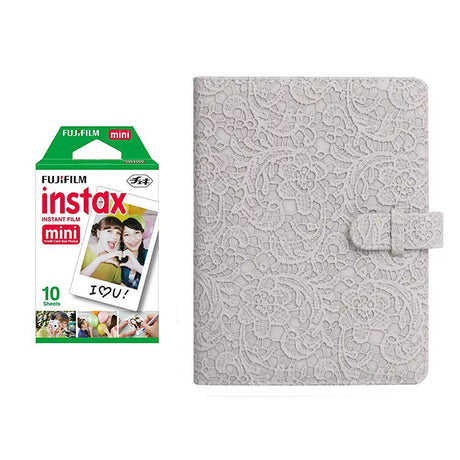 Fujifilm Instax Mini 10X1 Sheets Instant Film with 128-sheet Album for mini film (Purple Lace)